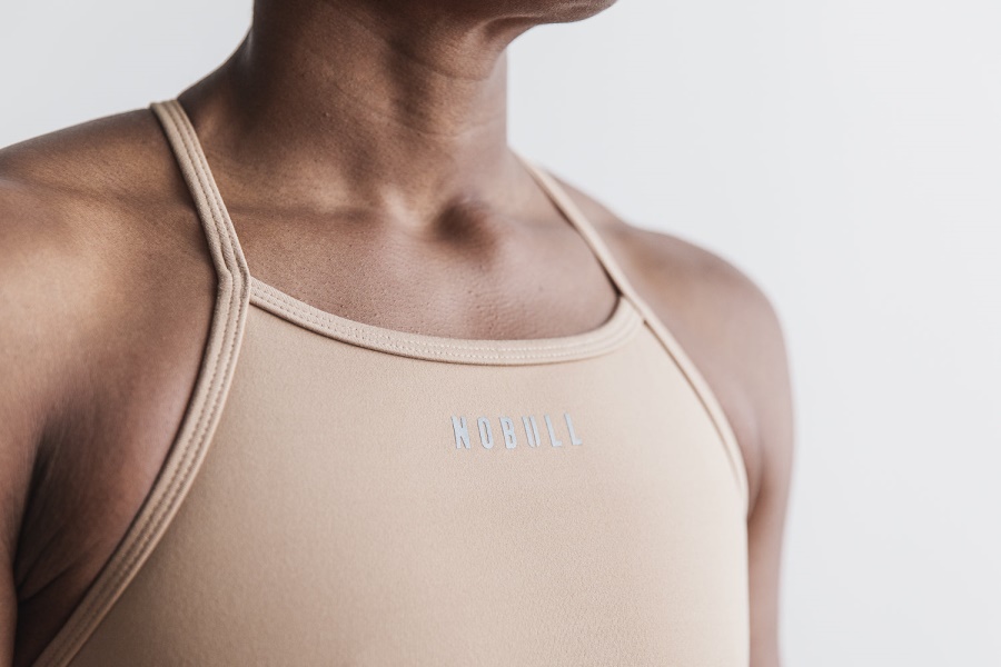 NOBULL High-Neck Sports Bra (Matte) Sand