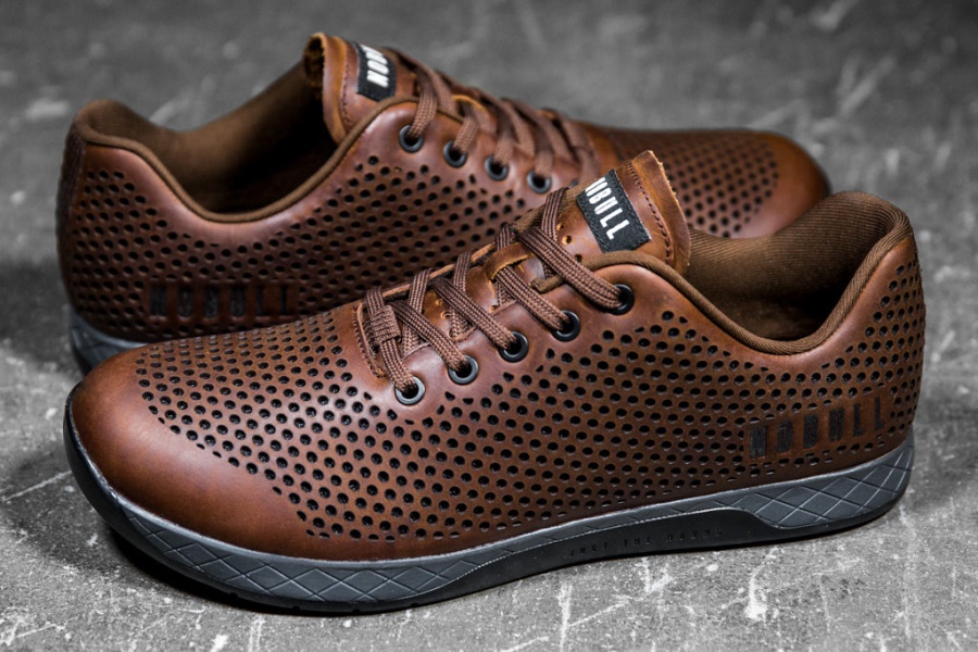 NOBULL Men's Grey Leather Trainer Coffee