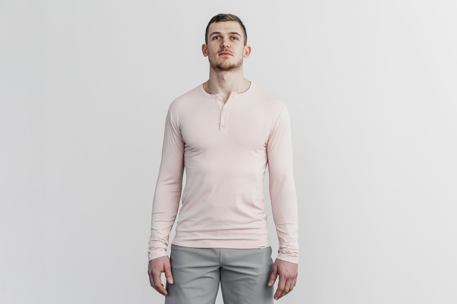 NOBULL Men's Lightweight Long Sleeve Henley Dusty