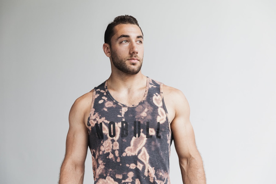 NOBULL Men's Tank (Tie-Dye) Tan & Black