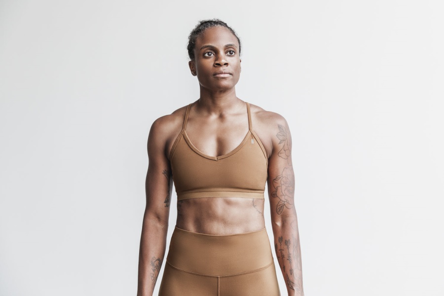 NOBULL V-Neck Sports Bra (Matte) Toffee