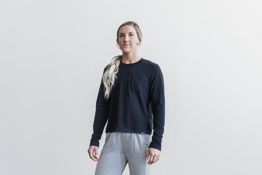 NOBULL Women's Heavyweight Long Sleeve Pocket Boxy Tee Ink